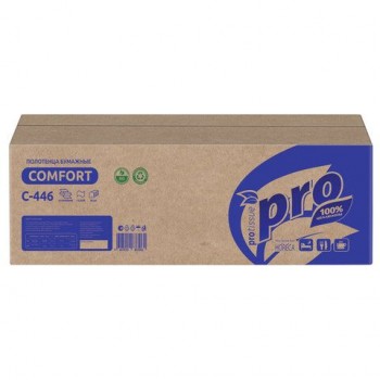 Полотенца бумажные 200 шт, PROtissue (H2) PREMIUM, 1-сл, белые, КОМПЛЕКТ 28 пач,24х21,5, Z-слож,С446