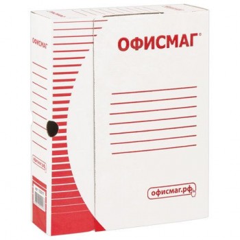 Короб архивный с клапаном А4 (260х325 мм), 75 мм, до 700 листов, плотный, микрогофрокартон, БЕЛЫЙ, ОФИСМАГ 2 шт., 123017