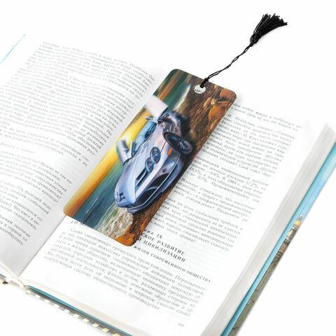 Закладка для книг 3D, BRAUBERG 6 шт., объемная, &quot;Мерседес&quot;, с декоративным шнурком-завязкой, 125768