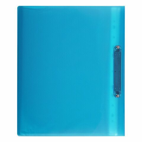 Папка для портфолио школьника, 2 кольца, 20 файлов, пластик, полупрозрачный, синяя, BRAUBERG, 126557