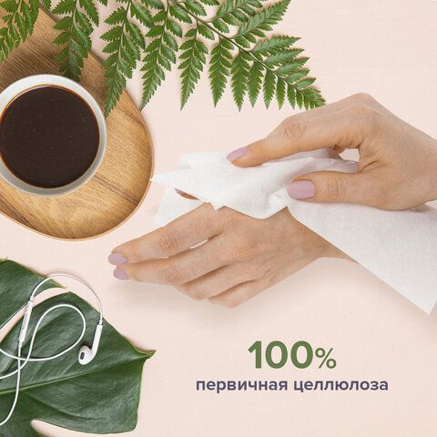 Салфетки косметические 100 штук в картонном боксе, 2-слойные, LAIMA 3 шт./ЛАЙМА, 20х20 см, 126909