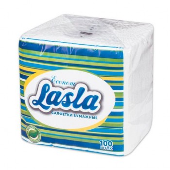 Салфетки бумажные 100 шт., 23х24 см, LASLA 10 шт. эконом, 50651