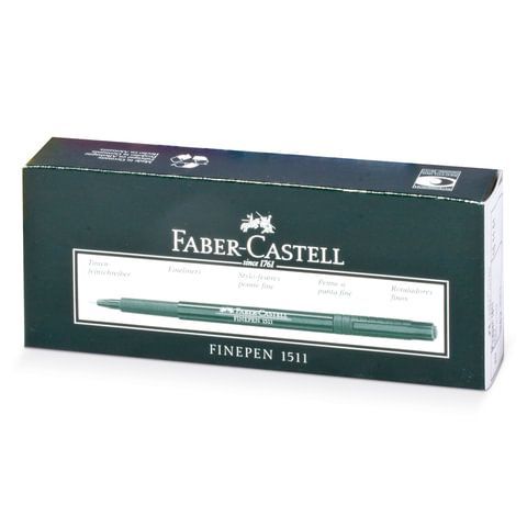 Ручка капиллярная (линер) FABER-CASTELL 2 шт. &quot;Finepen 1511&quot;, СИНЯЯ, корпус темно-зеленый, линия письма 0,4 мм, 151151