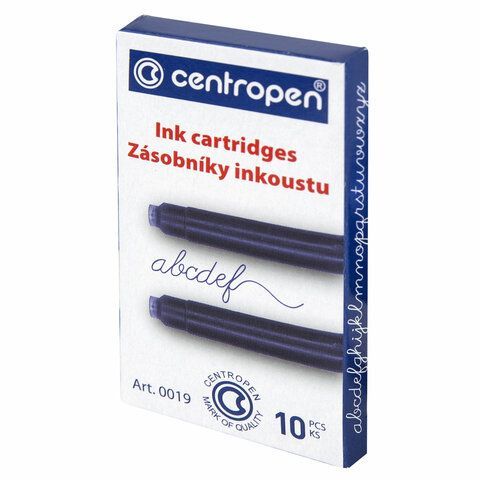 Картриджи чернильные СИНИЕ CENTROPEN 2 шт., КОМПЛЕКТ 10 шт., 1 0019 1002