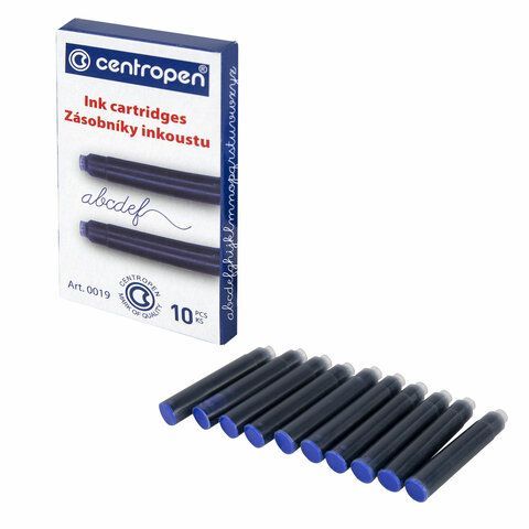 Картриджи чернильные СИНИЕ CENTROPEN 2 шт., КОМПЛЕКТ 10 шт., 1 0019 1002