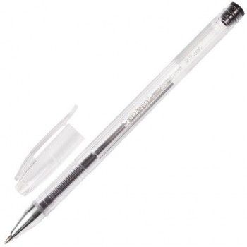 Ручка гелевая BRAUBERG 12 шт. "Jet", ЧЕРНАЯ, корпус прозрачный, узел 0,5 мм, линия письма 0,35 мм, 141018
