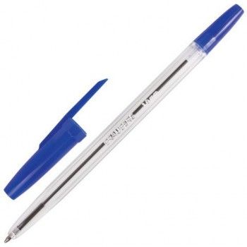 Ручка шариковая BRAUBERG 20 шт. "Line", СИНЯЯ, корпус прозрачный, узел 1 мм, линия письма 0,5 мм, 141097