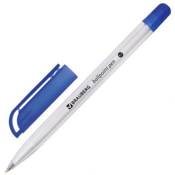 Ручка шариковая масляная BRAUBERG 12 шт. "Olive Pen", СИНЯЯ, корпус прозрачный, 0,7 мм, линия 0,35 мм, 141476