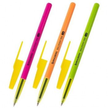 Ручка шариковая BRAUBERG 24 шт. "Color", СИНЯЯ, корпус ассорти, узел 1 мм, линия письма 0,5 мм, 141507
