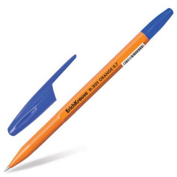 Ручка шариковая ERICH KRAUSE 10 шт. "R-301 Orange", СИНЯЯ, корпус оранжевый, узел 0,7 мм, линия письма 0,35 мм, 43194
