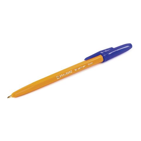 Ручка шариковая BRAUBERG &quot;Carina Orange&quot;, СИНЯЯ, корпус оранжевый, узел 1 мм, линия письма 0,5 мм, 141668