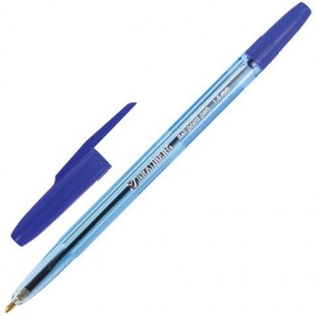 Ручка шариковая BRAUBERG 10 шт. "Carina Blue", СИНЯЯ, корпус тонированный синий, узел 1 мм, линия письма 0,5 мм, 141669