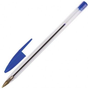 Ручка шариковая STAFF 50 шт. "Basic BP-01", письмо 750 метров, СИНЯЯ, длина корпуса 14 см, линия письма 0,5 мм, 141672