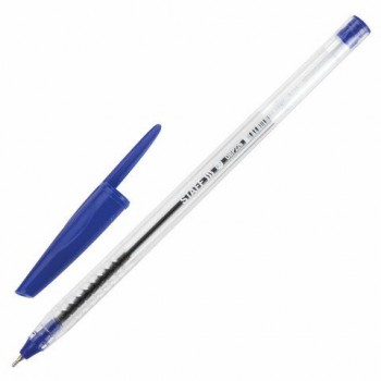 Ручка шариковая масляная STAFF 15 шт. "EVERYDAY" OBP-226, СИНЯЯ, корпус прозрачный, игольчатый узел 0,7 мм, линия письма 0,35 мм, 141705