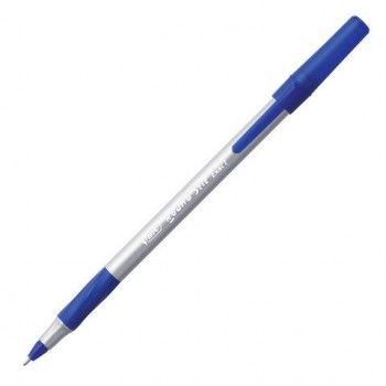 Ручка шариковая с грипом BIC 20 шт. "Round Stic Exact", СИНЯЯ, корпус серый, узел 0,7 мм, линия письма 0,28 мм, 918543