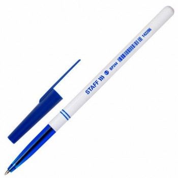 Ручка шариковая STAFF 50 шт. "Basic BP-244", СИНЯЯ, корпус белый, узел 0,7 мм, линия письма 0,35 мм, 142286