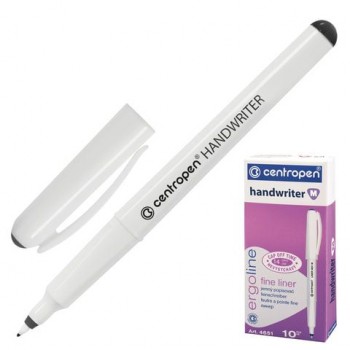 Ручка капиллярная (линер) ЧЕРНАЯ CENTROPEN 2 шт. "Handwriter", трехгранная, линия 0,5 мм, 4651, 2 4651 0112