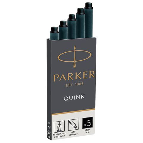 Картриджи чернильные PARKER &quot;Cartridge Quink&quot;, КОМПЛЕКТ 5 штук, черные, 1950382