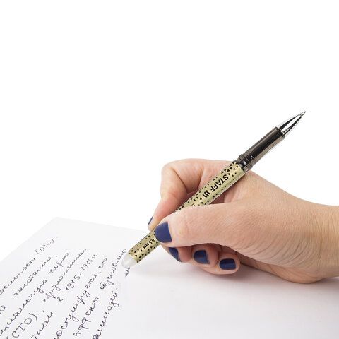 Ручка стираемая гелевая STAFF &quot;College GP-200&quot;, ЧЕРНАЯ, хромированные детали, узел 0,5 мм, линия письма 0,35 мм, 142495