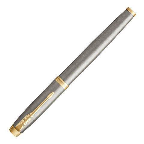 Ручка-роллер PARKER &quot;IM Core Brushed Metal GT&quot;, серебристый матовый лак, позолота, черная, 1931663