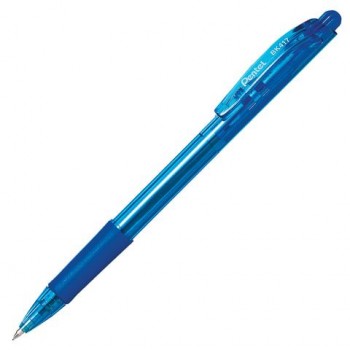 Ручка шариковая масляная автоматическая с грипом PENTEL 12 шт. (Япония) "Fine Line", СИНЯЯ, линия письма 0,27 мм, BK417-CN