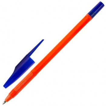 Ручка шариковая масляная STAFF 50 шт. "Basic OBP-679", СИНЯЯ, корпус оранжевый, узел 1 мм, линия письма 0,7 мм, 142679