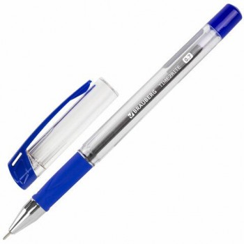 Ручка шариковая масляная с грипом BRAUBERG 12 шт. "Time2rite", СИНЯЯ, узел 0,7 мм, линия письма 0,35 мм, 142683