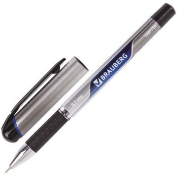 Ручка шариковая масляная с грипом BRAUBERG 6 шт. "Signature", СИНЯЯ, печать, узел 0,7 мм, линия письма 0,35 мм, 142688