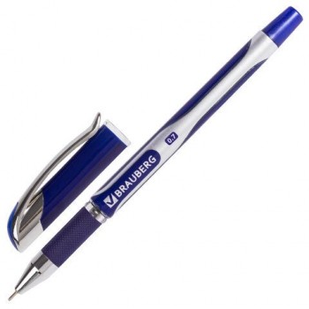Ручка шариковая масляная с грипом BRAUBERG 6 шт. "Delta Plus", СИНЯЯ, печать, узел 0,7 мм, линия письма 0,35 мм, 142689