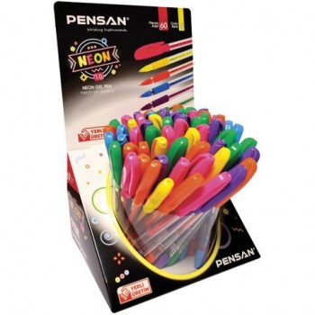 Ручка гелевая PENSAN 60 шт. "Neon Gel", НЕОН АССОРТИ, узел 1 мм, линия письма 0,5 мм, дисплей, 2290/S
