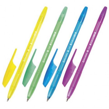 Ручка шариковая BRAUBERG 50 шт. "X-333" NEON, СИНЯЯ, корпус тонированный ассорти, узел 0,7 мм, линия письма 0,35 мм, 142829