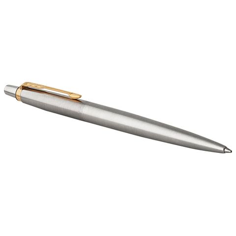Ручка гелевая PARKER &quot;Jotter Stainless Steel GT&quot;, корпус серебристый, позолоченные детали, черная, 2020647