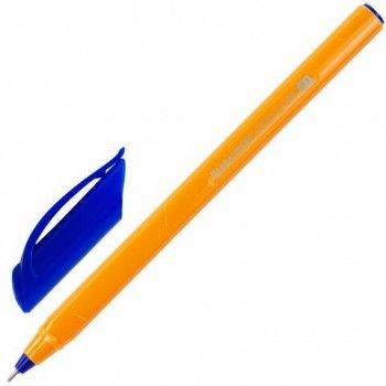 Ручка шариковая масляная BRAUBERG 12 шт. "Extra Glide Orange", СИНЯЯ, трехгранная, узел 0,7 мм, линия письма 0,35 мм, 142925