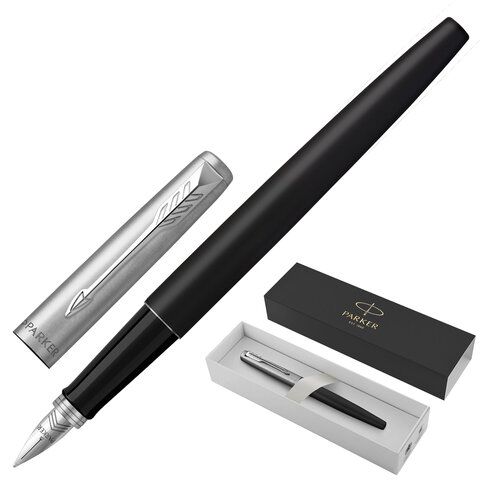 Ручка перьевая PARKER &quot;Jotter Bond Street Black CT&quot;, черный, детали нержавеющая сталь, синяя, 2030947