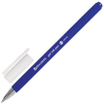Ручка гелевая BRAUBERG 6 шт. "Matt Gel", СИНЯЯ, корпус soft-touch, узел 0,5 мм, линия 0,35 мм, 142945
