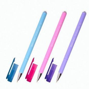 Ручка шариковая масляная BRAUBERG 12 шт. "FRUITY Pastel", СИНЯЯ, soft-touch, узел 0,7 мм, линия письма 0,35 мм, 142958, OBP322