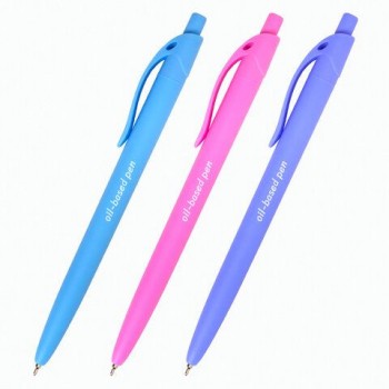 Ручка шариковая масляная автоматическая BRAUBERG 12 шт. "FRUITY Pastel", СИНЯЯ, корпус soft-touch, узел 0,7 мм, линия письма 0,35 мм, 142959, OBPR323