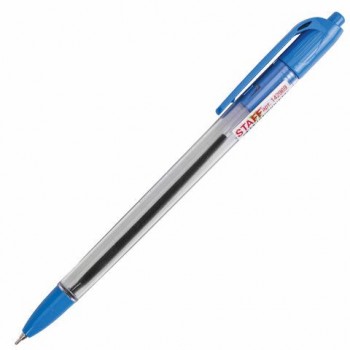 Ручка шариковая масляная автоматическая STAFF 75 шт. "OBP-252", СИНЯЯ, узел 0,7 мм, линия 0,35 мм, 142969