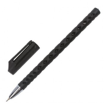 Ручка шариковая масляная BRAUBERG 12 шт. "Orient", ЧЕРНАЯ, корпус черный, игольчатый узел 0,7 мм, линия письма 0,35 мм, 143000