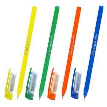 Ручка шариковая масляная STAFF 10 шт. Basic "OBP-312", СИНЯЯ, корпус ассорти, узел 0,7 мм, линия письма 0,35 мм, 143012