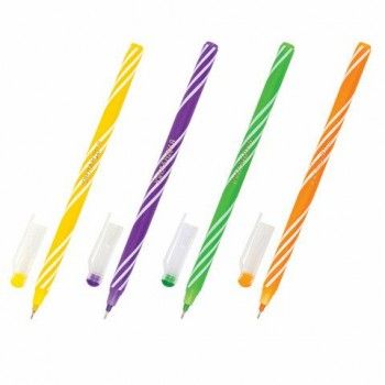 Ручка шариковая масляная ЮНЛАНДИЯ 75 шт. "CANDY", СИНЯЯ, корпус ассорти, узел 0,6 мм, линия письма 0,3 мм, 143019