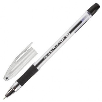Ручка шариковая масляная с грипом BRAUBERG 12 шт. "Model-XL" ORIGINAL, ЧЕРНАЯ, узел 0,7 мм, линия письма 0,35 мм, 143243