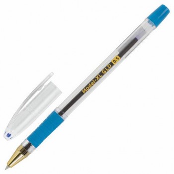 Ручка шариковая масляная с грипом BRAUBERG 12 шт. "Model-XL GLD", СИНЯЯ, узел 0,5 мм, линия письма 0,25 мм, 143245