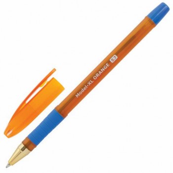 Ручка шариковая масляная с грипом BRAUBERG 12 шт. Model-XL ORANGE, СИНЯЯ, узел 0,7 мм, линия 0,35 мм, 143246