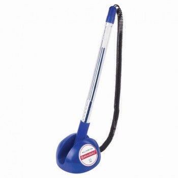 Ручка шариковая настольная BRAUBERG 4 шт. "Counter Pen", СИНЯЯ, пружинка, корпус синий, 0,5 мм, 143259