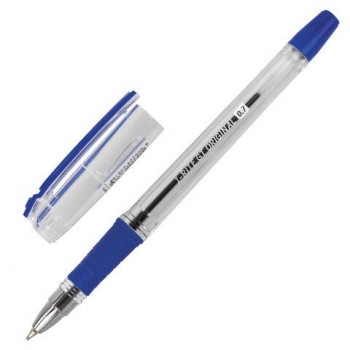 Ручка шариковая масляная с грипом BRAUBERG 12 шт. "i-Rite GT", СИНЯЯ, корпус прозрачный, узел 0,7 мм, 143300