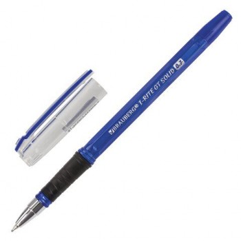 Ручка шариковая масляная с грипом BRAUBERG 12 шт. "i-Rite GT Solid", СИНЯЯ, корпус синий, узел 0,7 мм, 143305