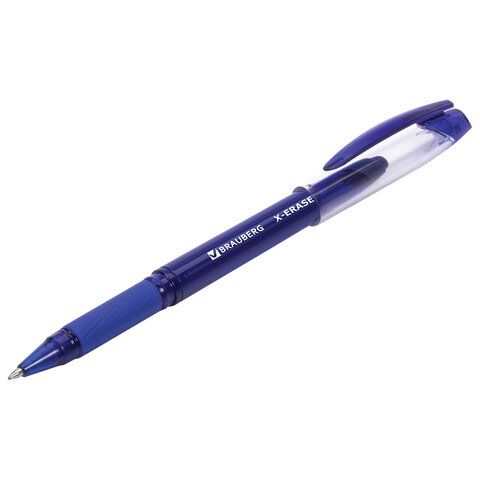 Ручка стираемая гелевая с грипом BRAUBERG &quot;X-ERASE&quot;, СИНЯЯ, корпус синий, узел 0,7 мм, линия письма 0,35 мм, 143333