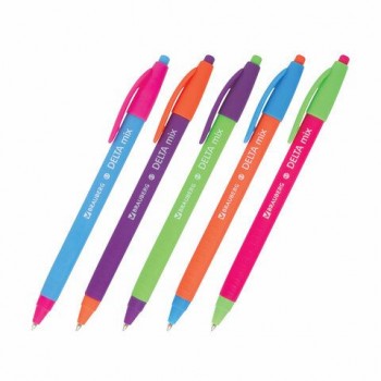Ручка шариковая масляная автоматическая BRAUBERG 36 шт. "Delta Mix", СИНЯЯ, корпус soft-touch ассорти, узел 0,7 мм, линия письма 0,35 мм, 143340, OBPR366