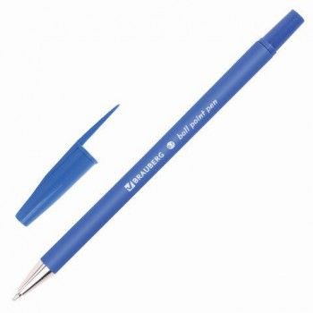 Ручка шариковая BRAUBERG 10 шт. "Capital-X", СИНЯЯ, корпус soft-touch синий, узел 0,7 мм, линия письма 0,35 мм, 143341, BP253